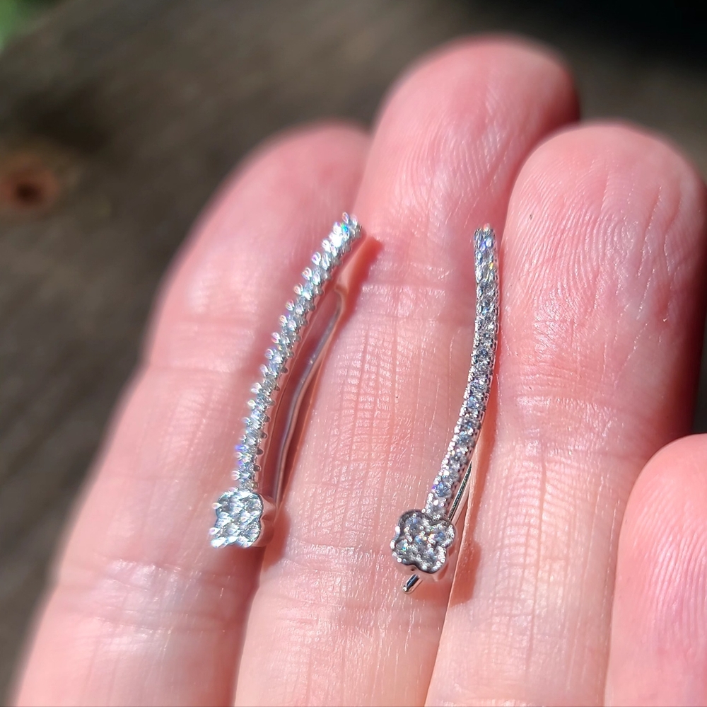 White Topaz & sterling silver earrings ladders - Picture 7 of 10